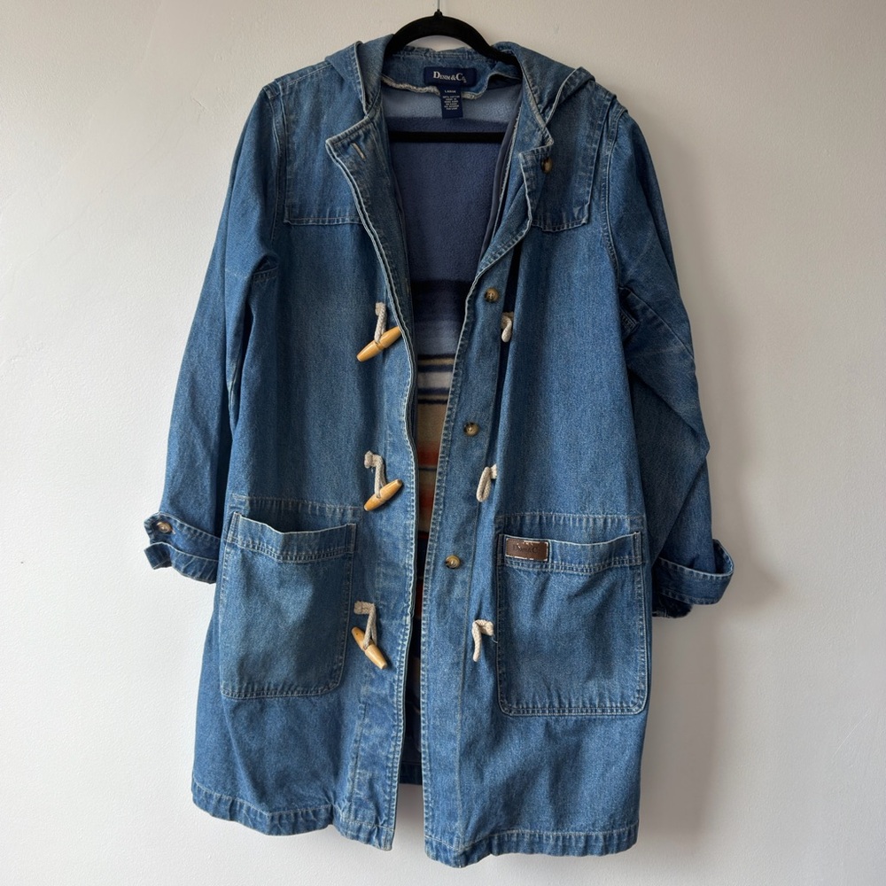 Denim&Co Blue Hooded‎ Jacket with Toggle Buttons - Picture 2 of 11